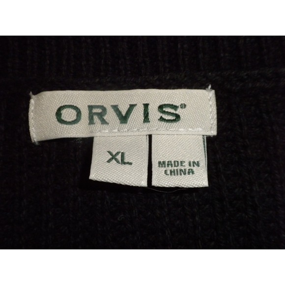 Orvis Henley Sweater Mens XL Black Fisherman Rib Knit Outdoor Gorpcore Hiking - Picture 9 of 14